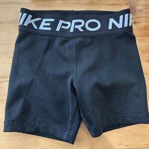 Girls Black Nike Pro Black Compression Shorts small